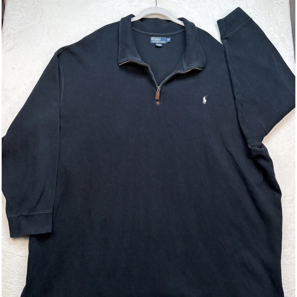 Polo‎ Ralph Lauren Quarter Zip Sweater Black Big Tall 5XB Pullover Pony